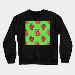 Apples and strawberries on green Crewneck Sweatshirt